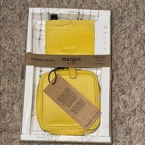 Margot Genuine Leather Yellow Card Case Set